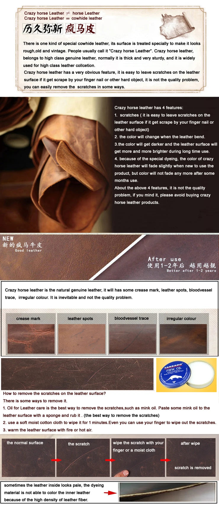 Vintage Crazy Horse Genuine Leather Wallet For Men