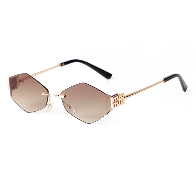 Trend Hexagon Rimless Sunglasses Women