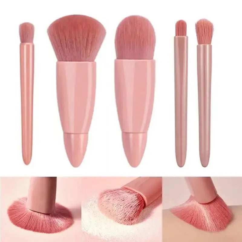 Five Piece Wool Fiber Makeup Brush Set Flawless Finish