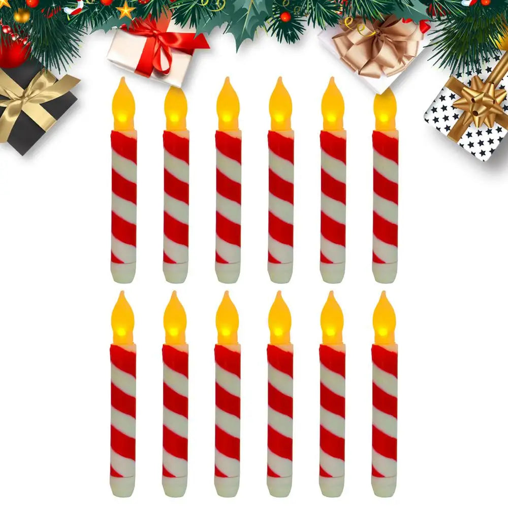 Led Halloween Flameless Candles Stripe Design 12 Pack