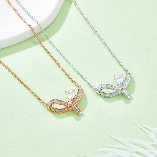 GEM'S BALLET Bowtie Pendant Moissanite Necklace