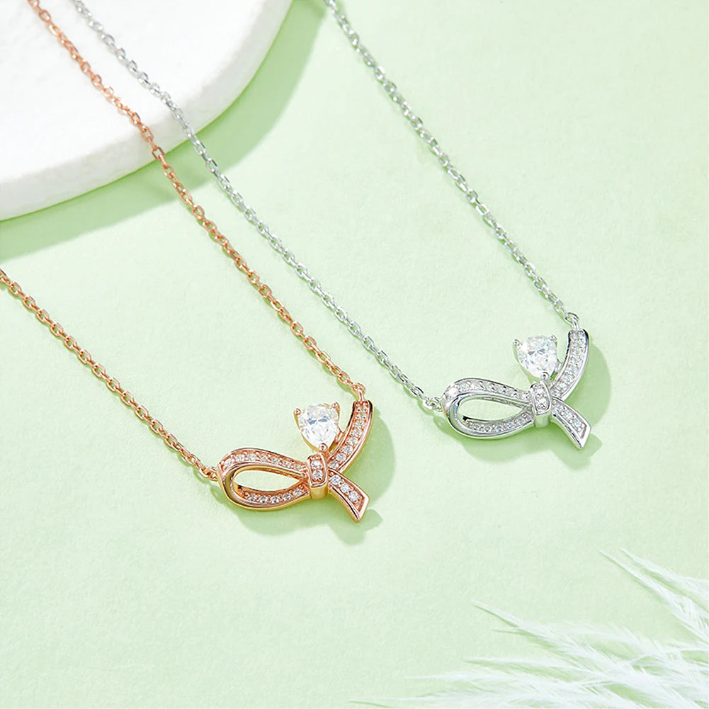 GEM'S BALLET Bowtie Pendant Moissanite Necklace