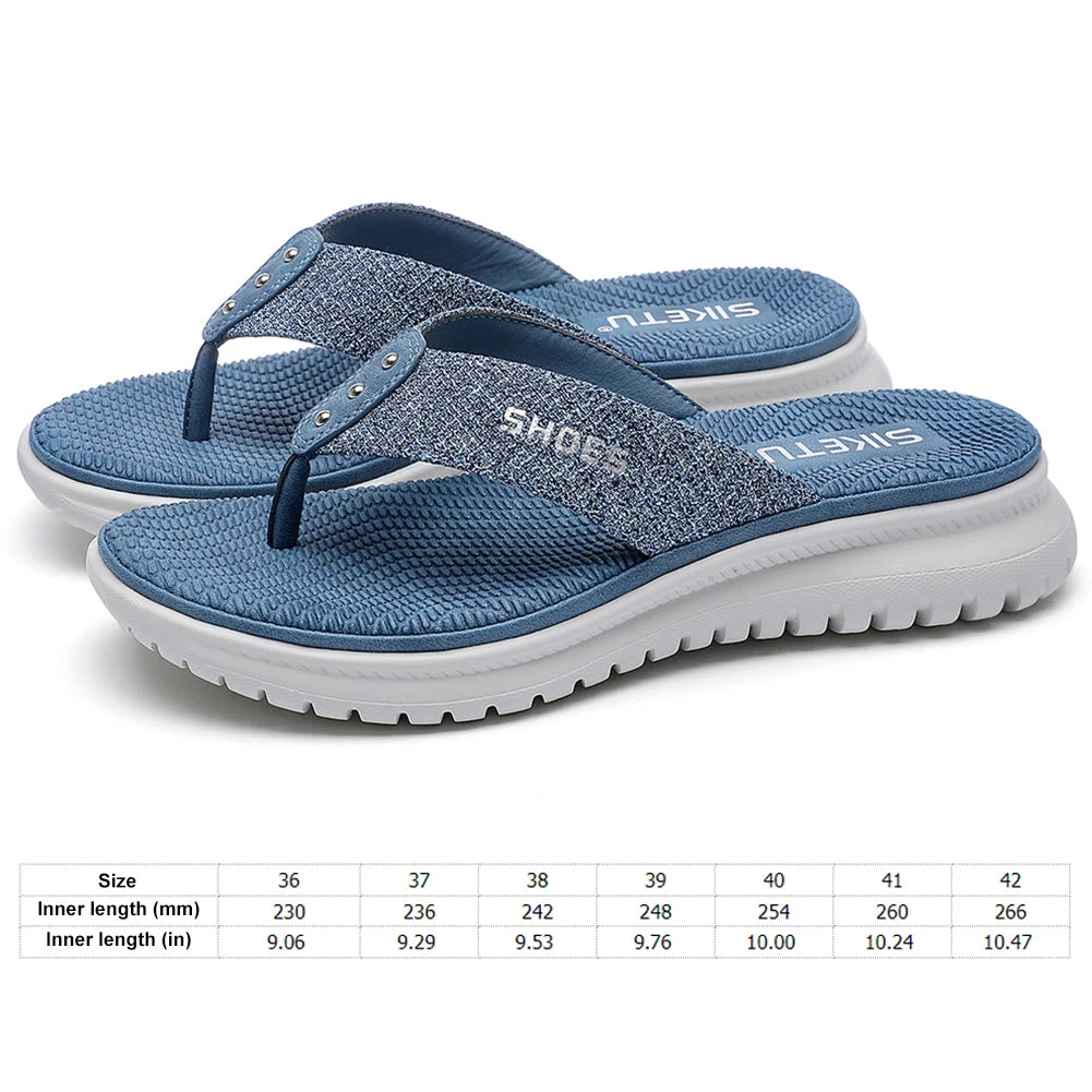 Womens Wedge Sandals Comfortable Thong Slippers