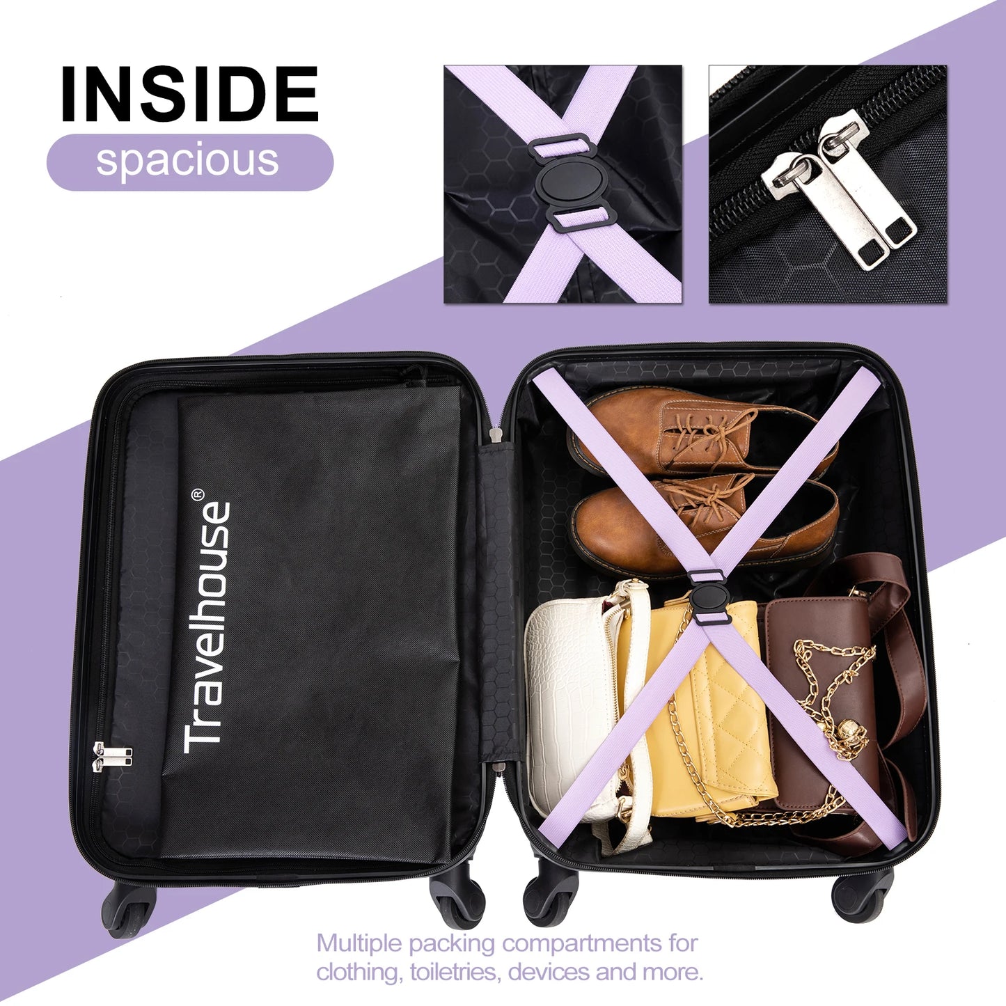Travelhouse Lightweight ABS Luggage Spinner Wheels Carry On