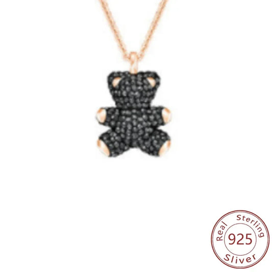 New 925 Silver Bear Necklace 3D