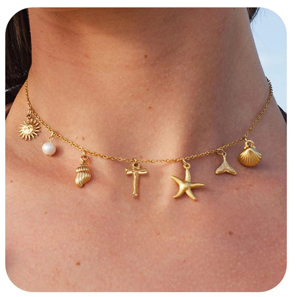 Surfer Girl Necklace Beach Jewelry Initial Necklace