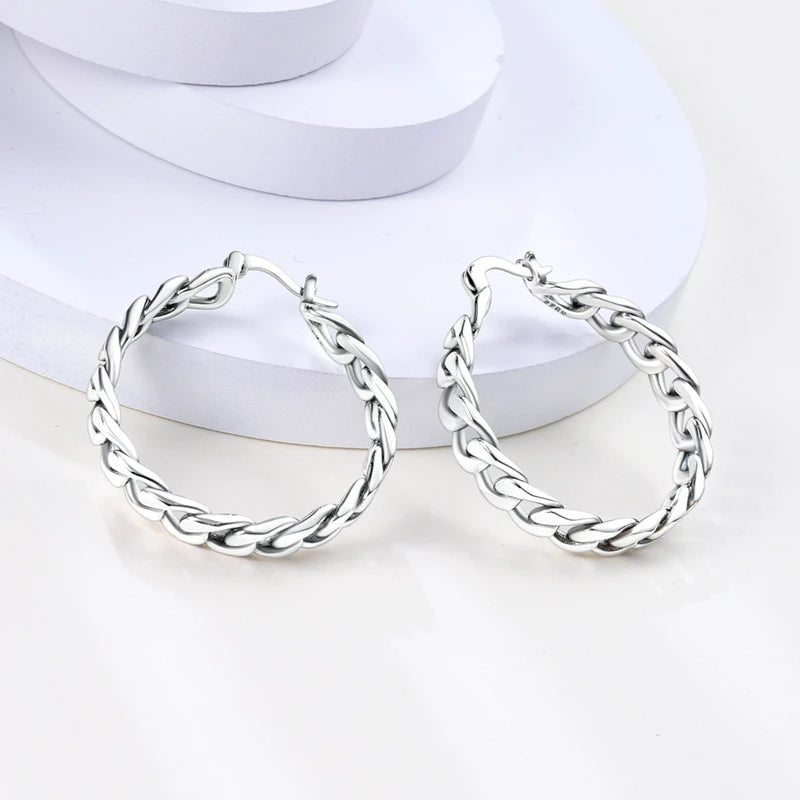 925 Sterling Silver Earring Round Shape Hoop Earrings