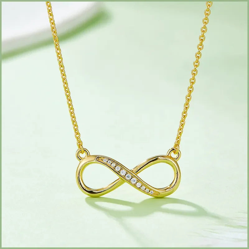 Rose Gold 925 Sterling Silver Moissanite Infinity Necklace