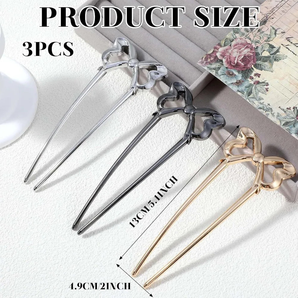 Vintage Classical Metal U Shaped Hairpins Set Of Three