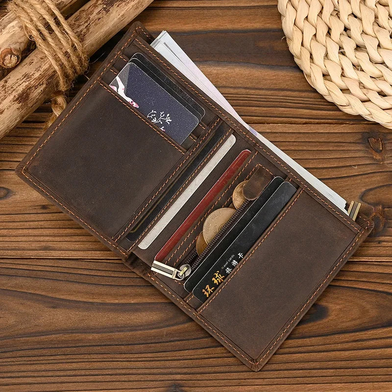 Genuine Leather Short Wallet Card Holder For Men Premium