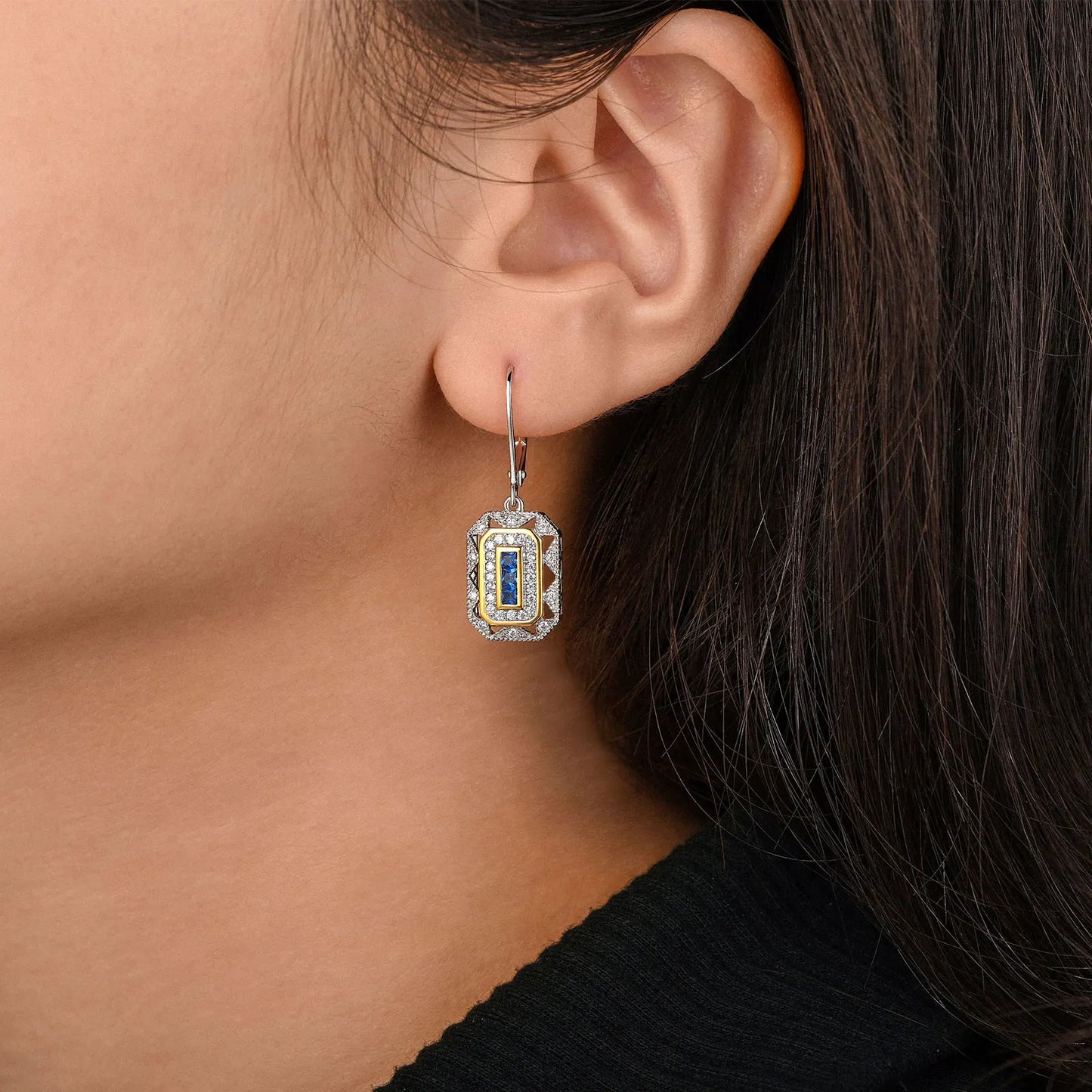 Solid 925 Sterling Silver K Gold Dangle Drop Earrings