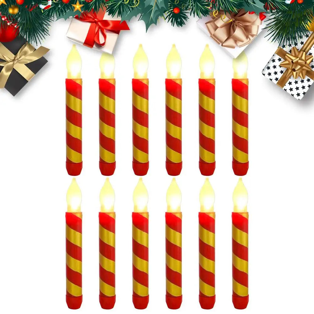 Led Halloween Flameless Candles Stripe Design 12 Pack
