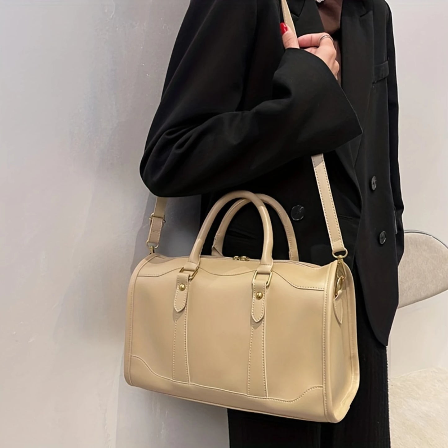 Elegant Vintage Boston Bag  Chic PU Leather