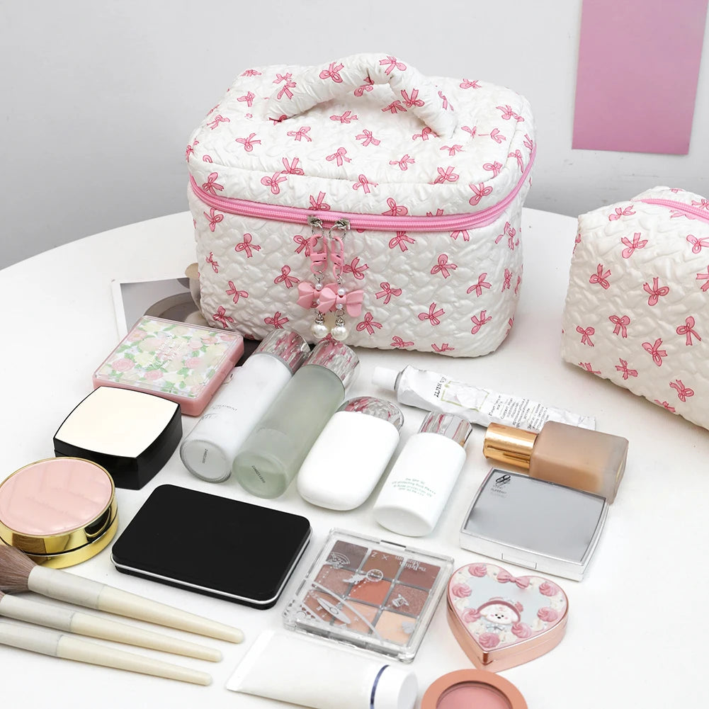 3 Pcs Cute Makeup Bag Bowknot Printed
