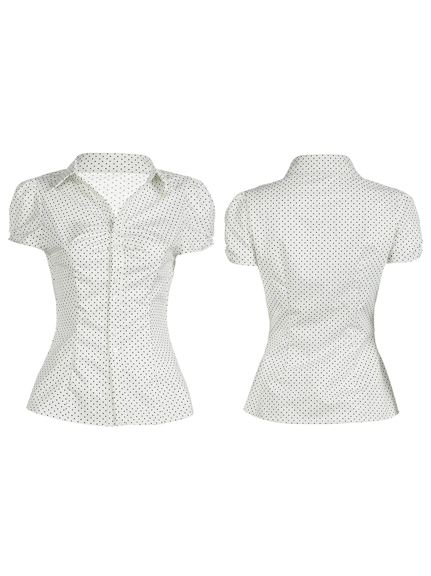 Highco Women's Polka Dot Print Button Down Shirt