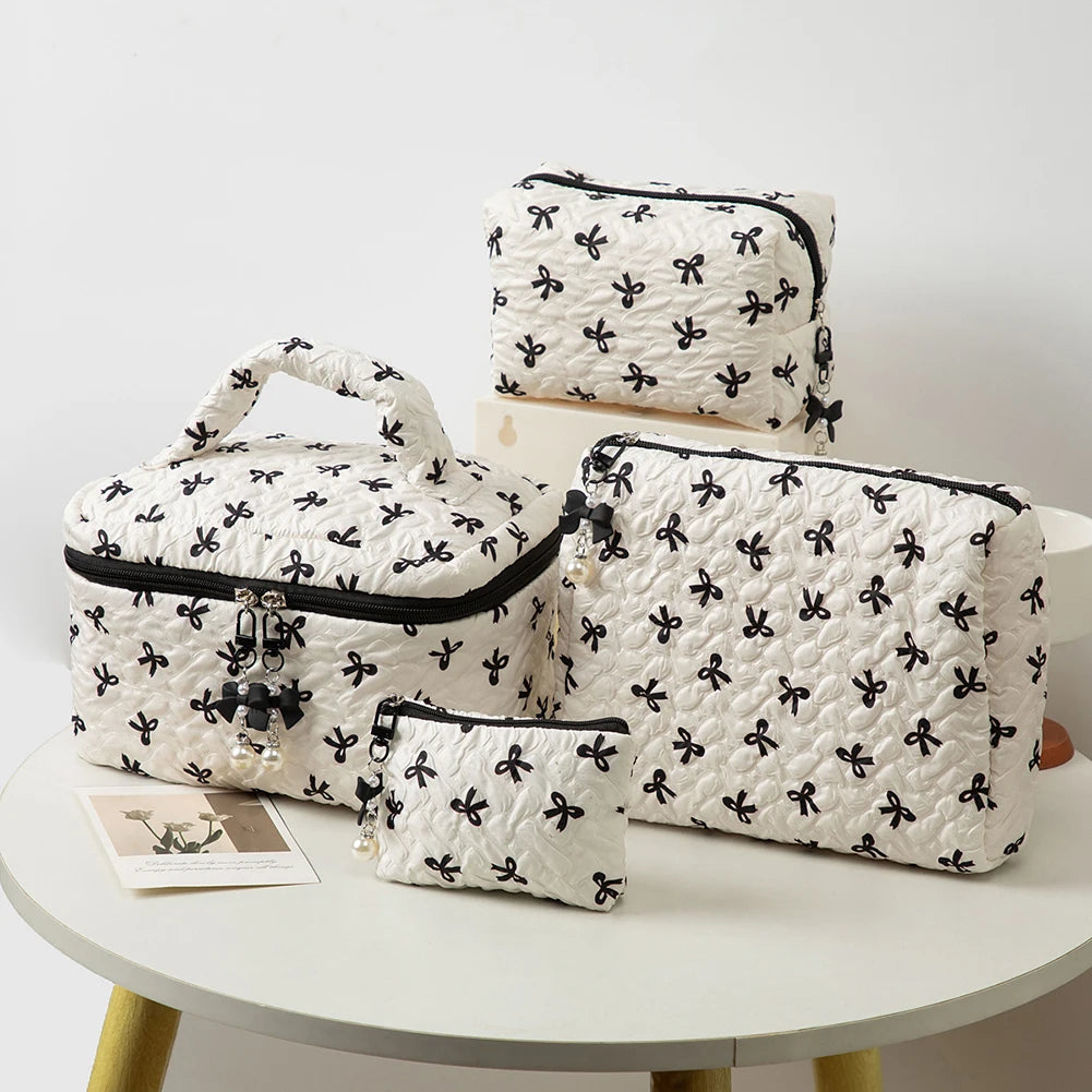3 Pcs Cute Makeup Bag Bowknot Printed