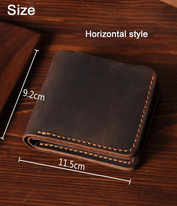 Vintage Crazy Horse Genuine Leather Wallet For Men