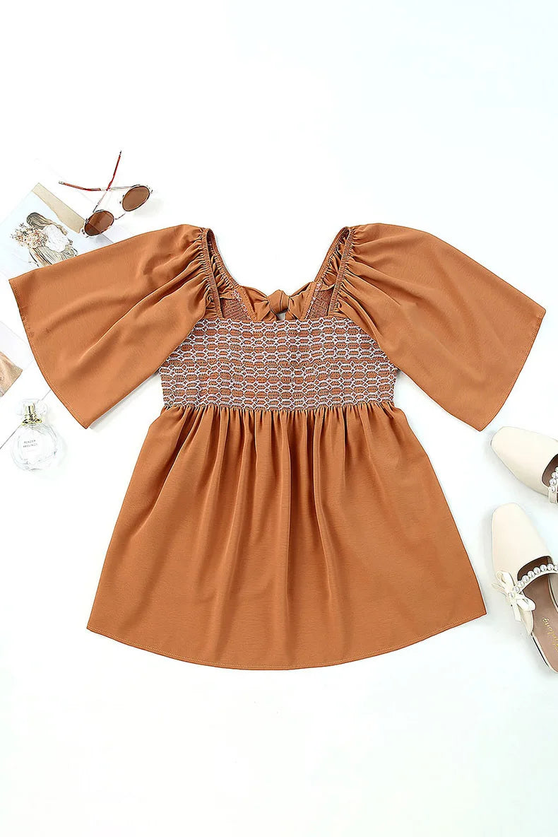 Summer Casual Square Neck Short Sleeve T-Shirt Women