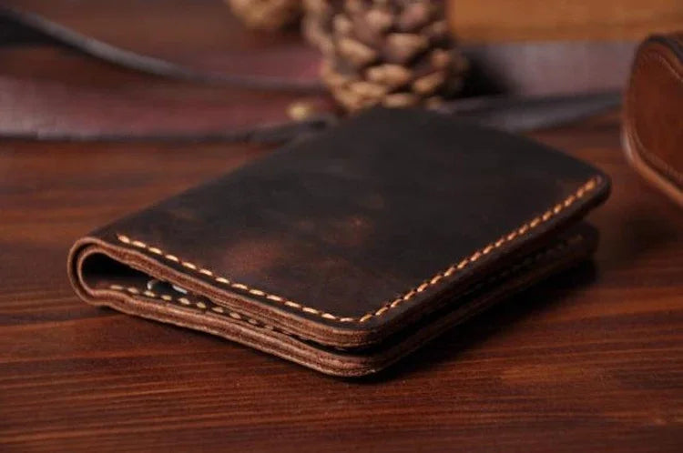 Vintage Crazy Horse Genuine Leather Wallet For Men