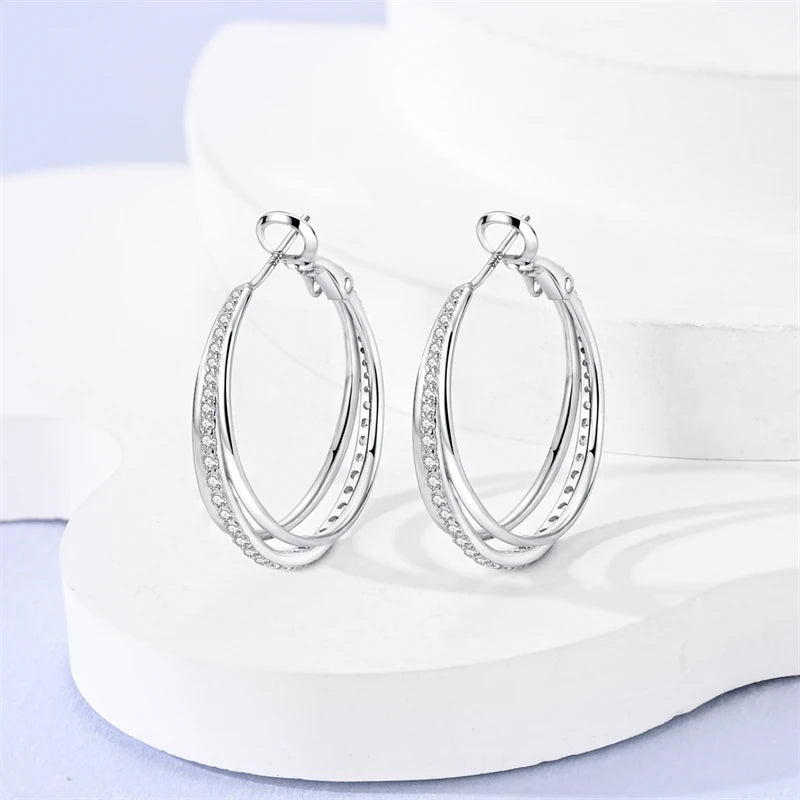 925 Sterling Silver Earring Round Shape Hoop Earrings
