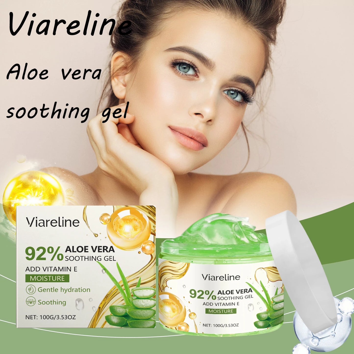 Viareline Aloe Vera Facial Care Gel Moisturizing Soothing Relief