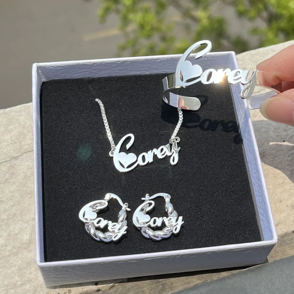 DUOYING Custom Name Jewelry Set