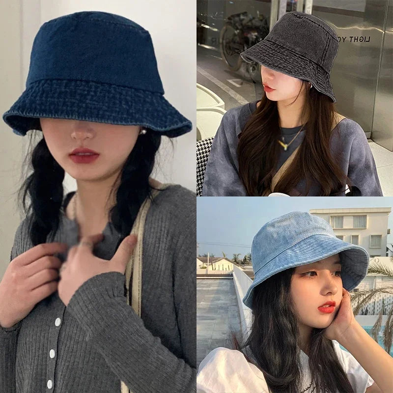 Unisex Washed Denim Bucket Hats
