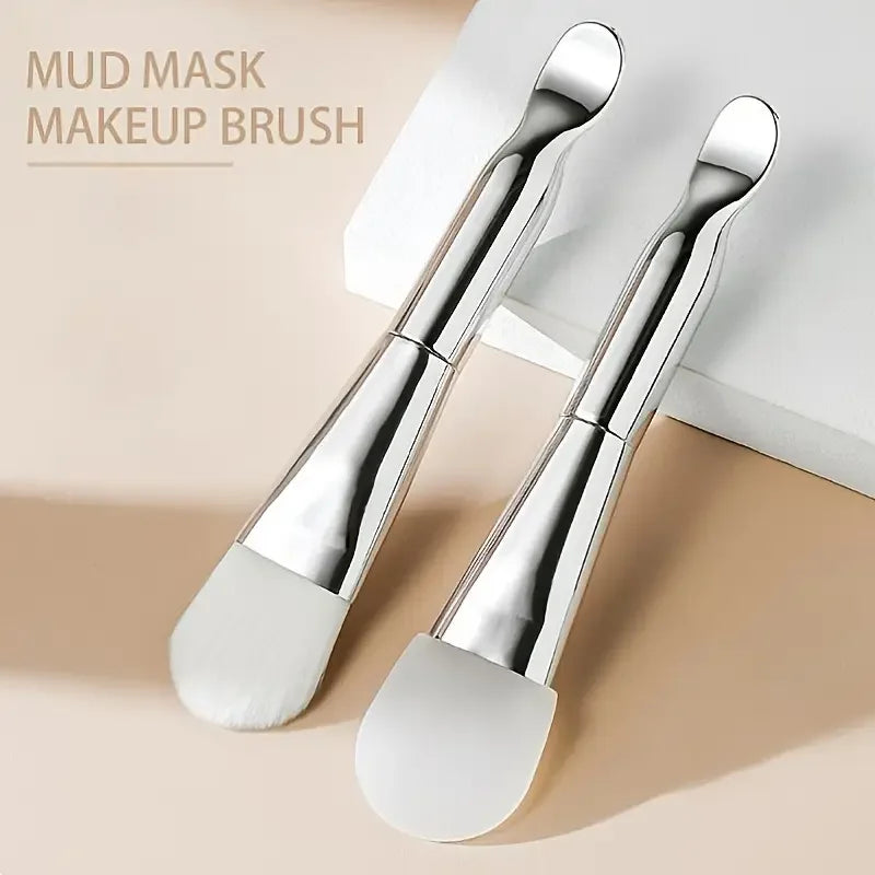 Face Mask Brush Double Ended Raccoon Hair Nylon Handle