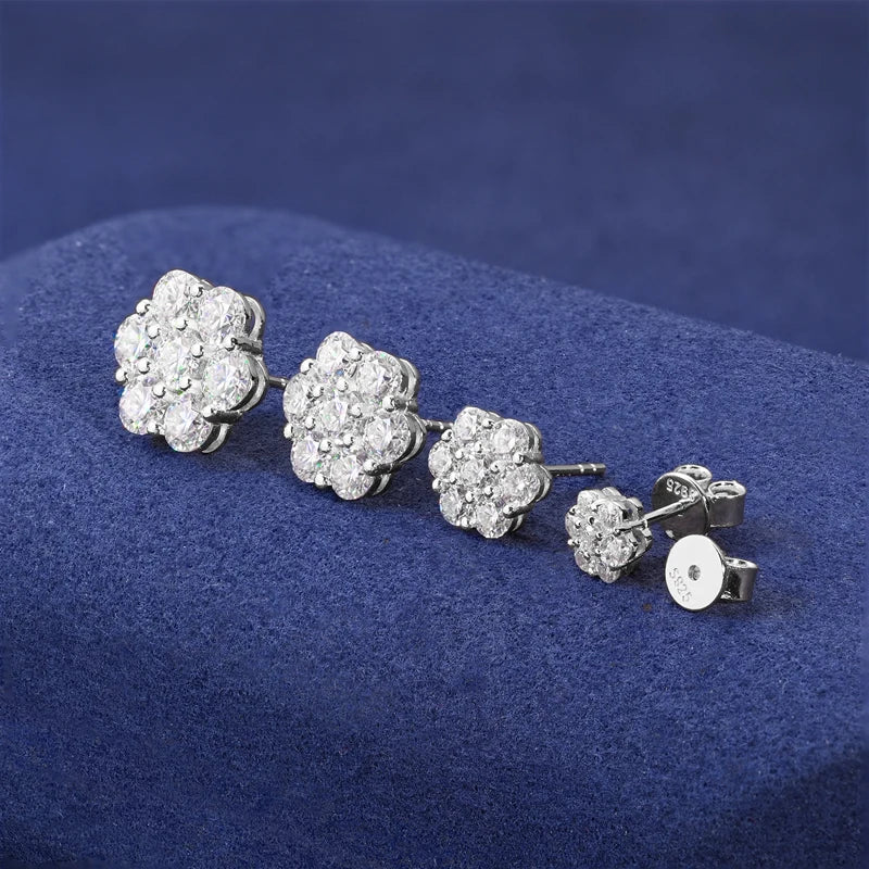 Full Iced Out Moissanite Earrings for Women Silver 925