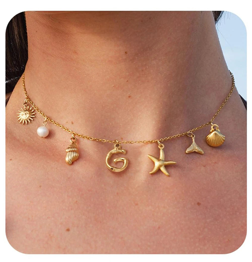 Surfer Girl Necklace Beach Jewelry Initial Necklace