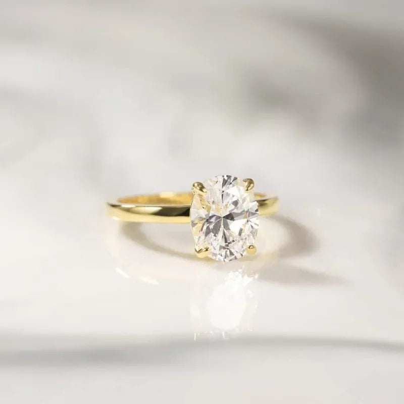 Engagement Rings Oval Cut Solitaire Cubic Zirconia
