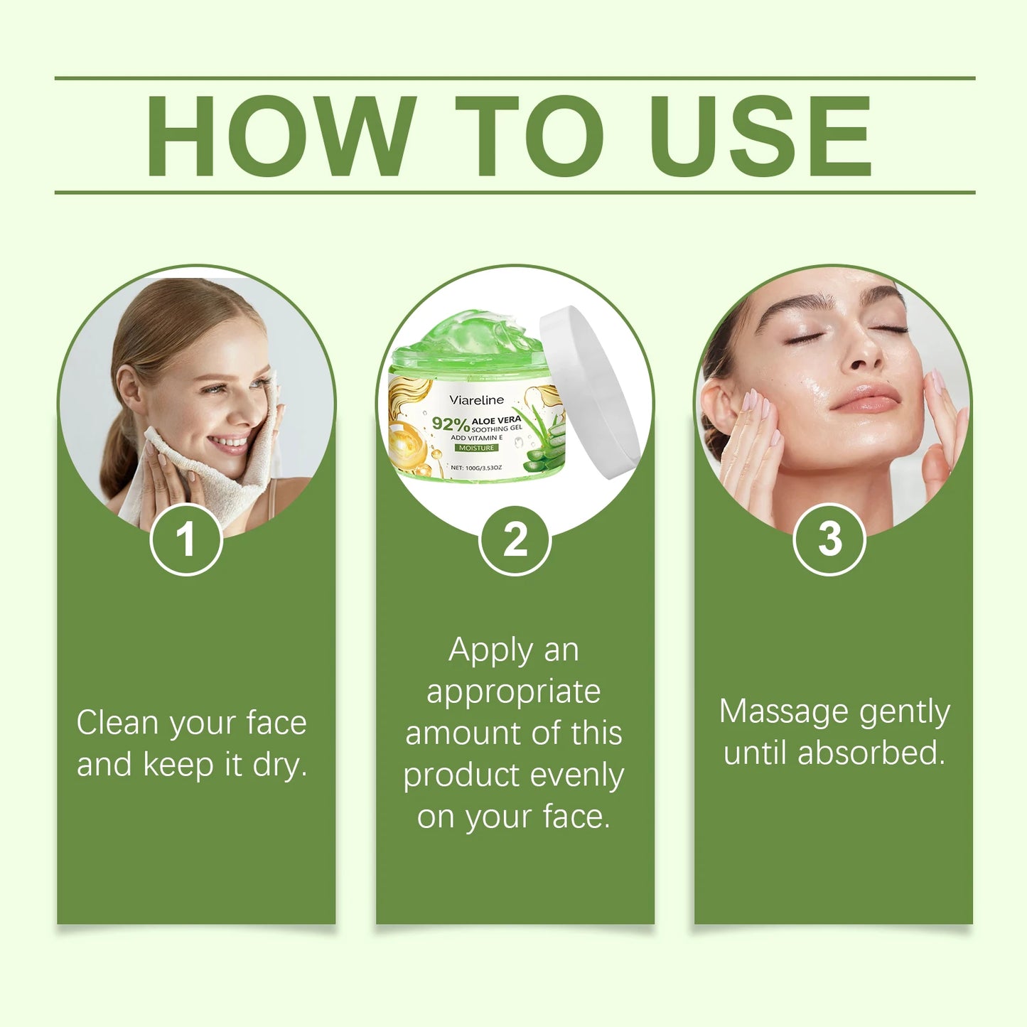 Viareline Aloe Vera Facial Care Gel Moisturizing Soothing Relief