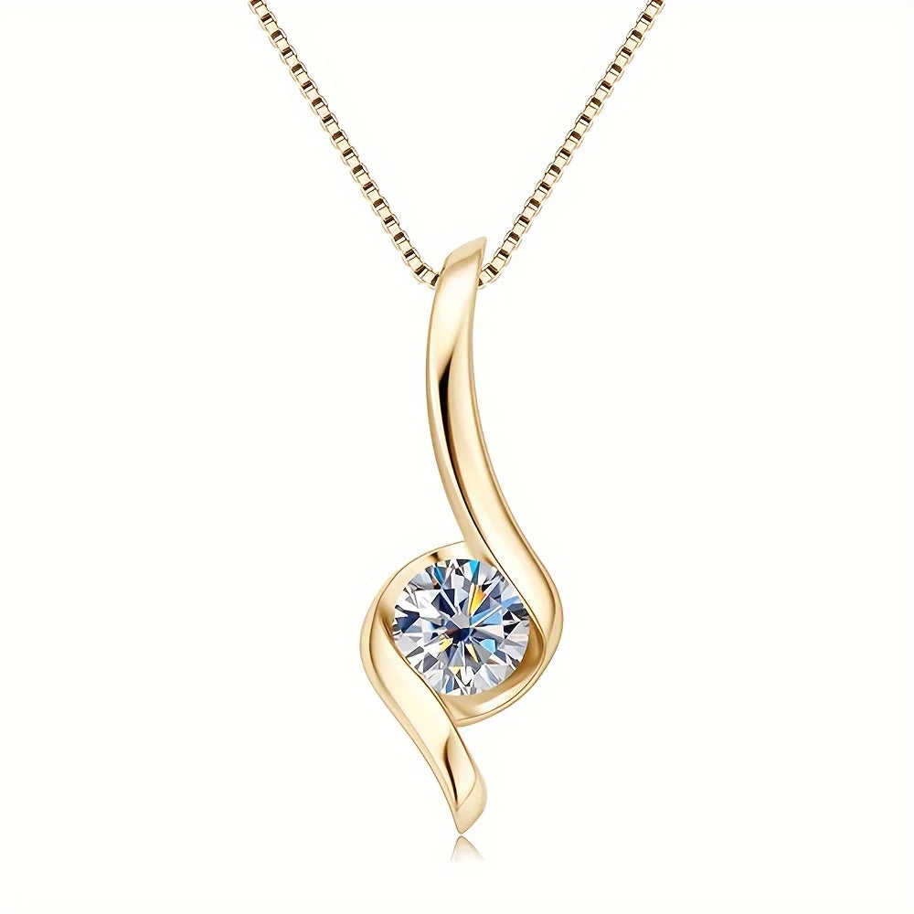 1pc S925 Silver with 1 Carat Moissanite  Luxury Necklace,
