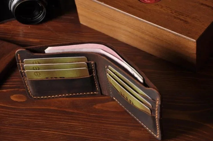 Vintage Crazy Horse Genuine Leather Wallet For Men