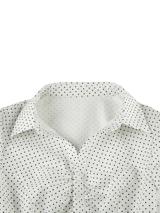 Highco Women's Polka Dot Print Button Down Shirt