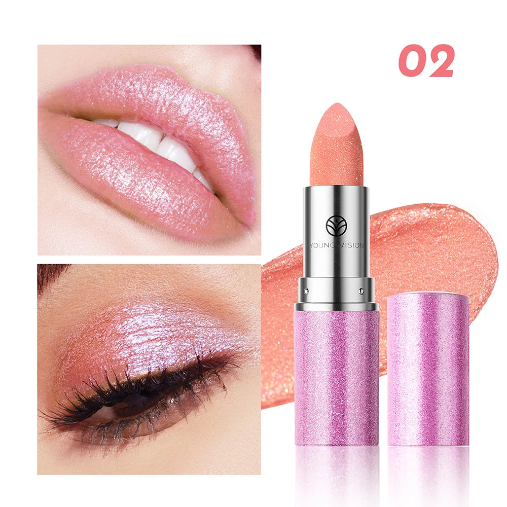 YOUNG VISION 6 pearlized shimmer lipsticks and eyeshadows