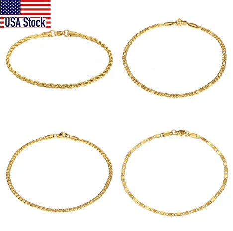 Minimalist Metal Anklets Women Gold Color Stainless Steel
