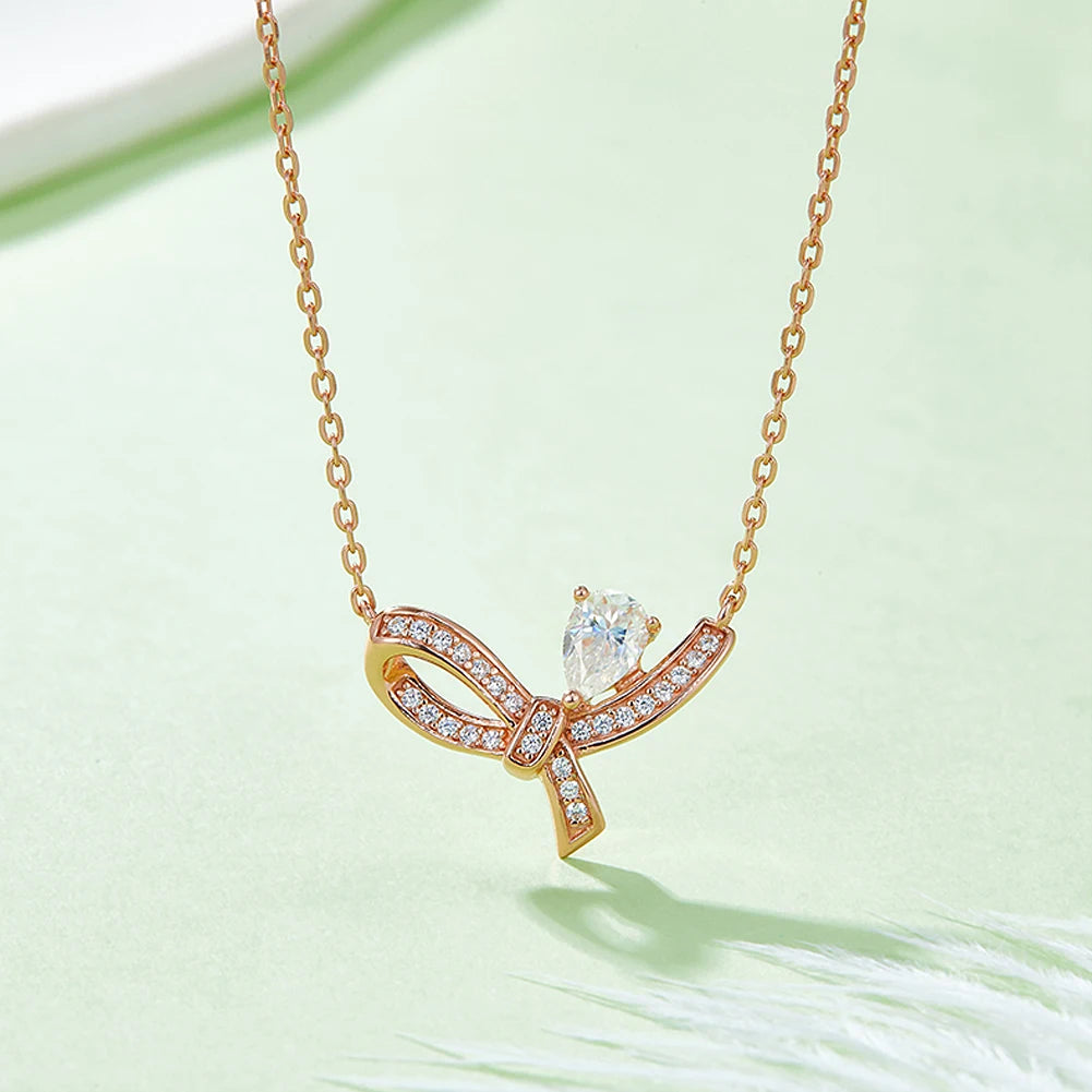 GEM'S BALLET Bowtie Pendant Moissanite Necklace