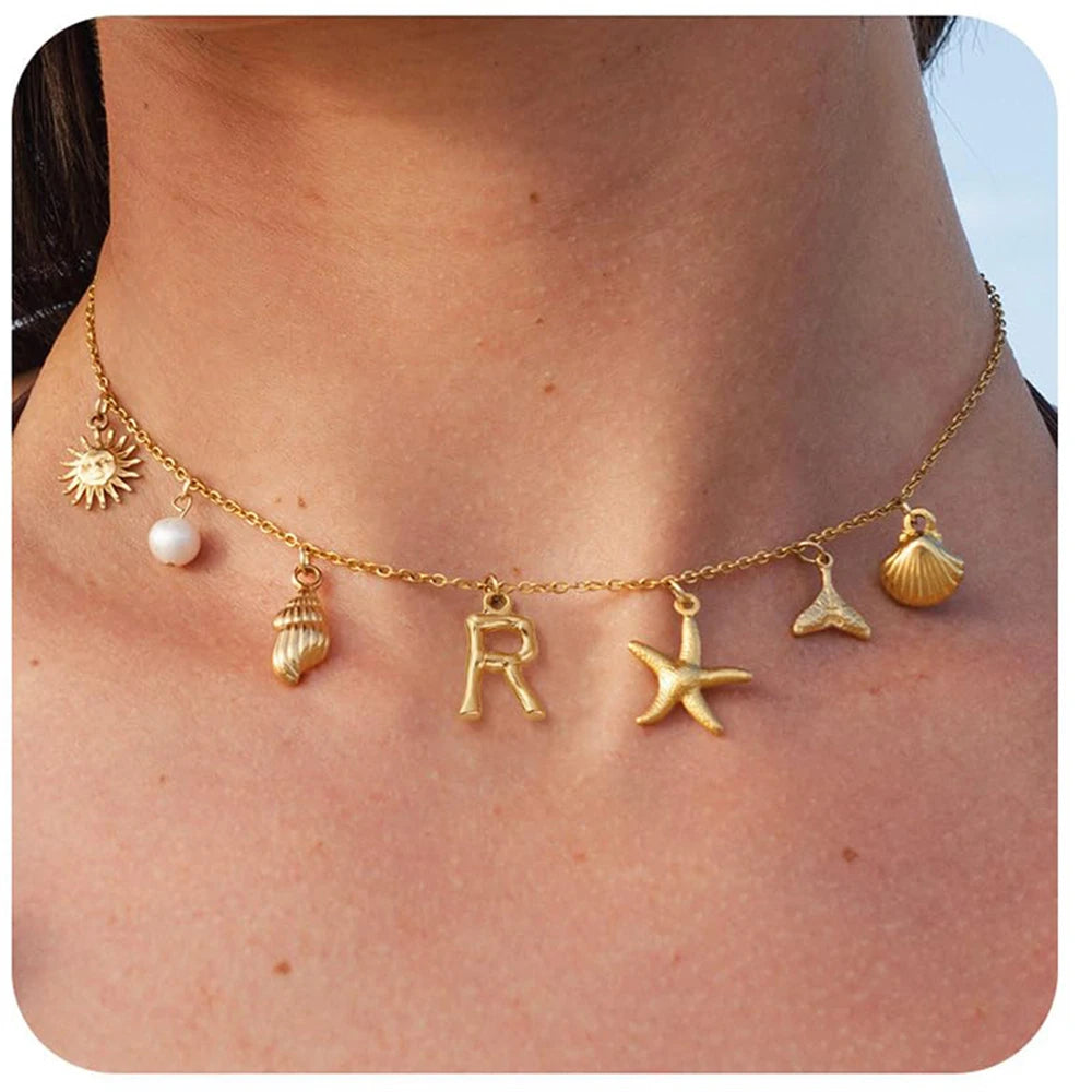 Surfer Girl Necklace Beach Jewelry Initial Necklace