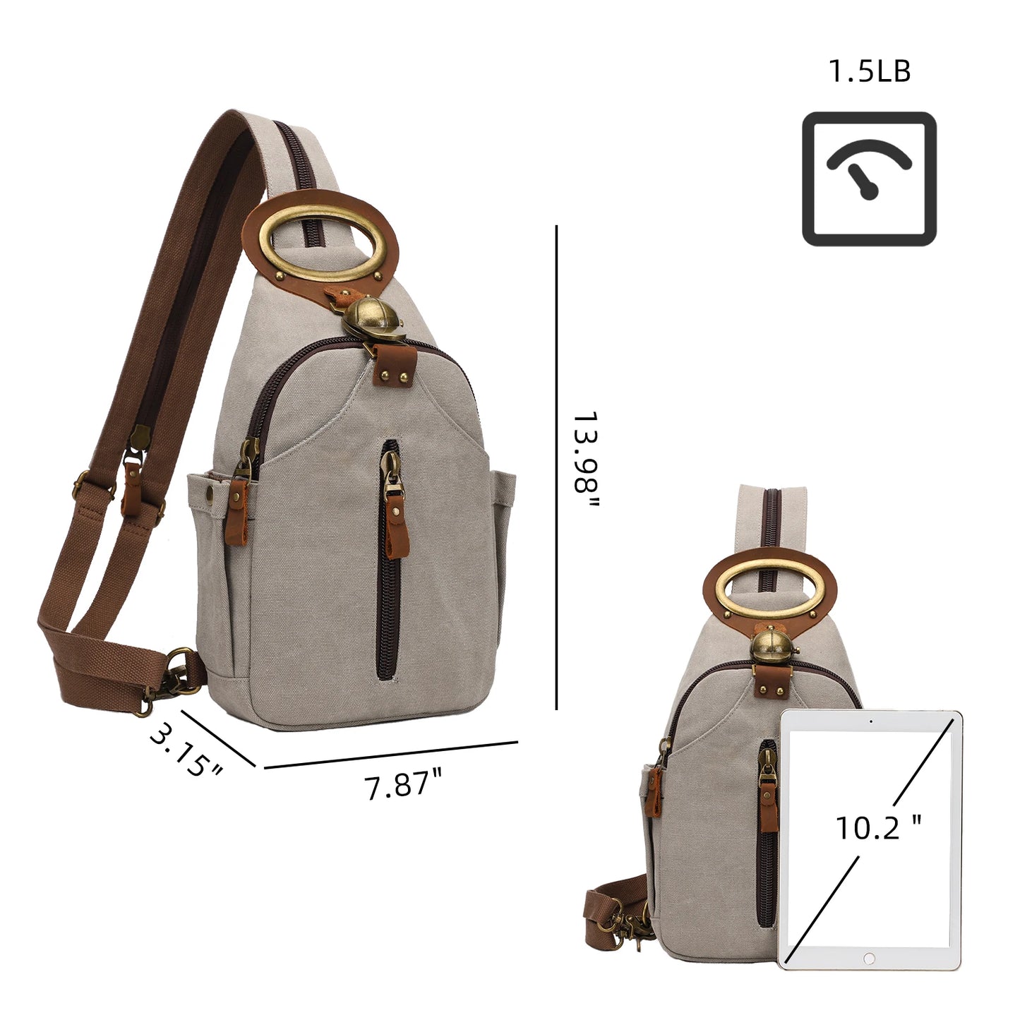 KouLi Buir Canvas Sling bag,Small Crossbody Backpack,Convertible