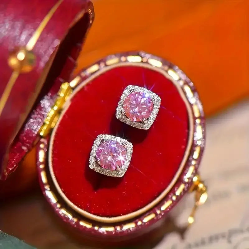 925 Silver Plating. 1 Carat Pink Moissanite*