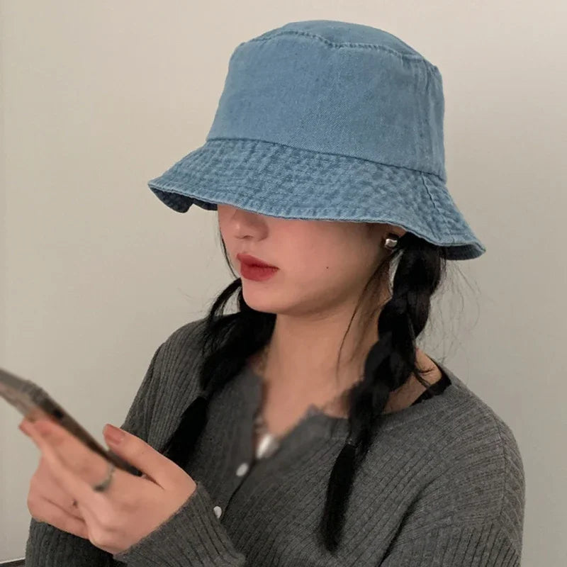 Unisex Washed Denim Bucket Hats