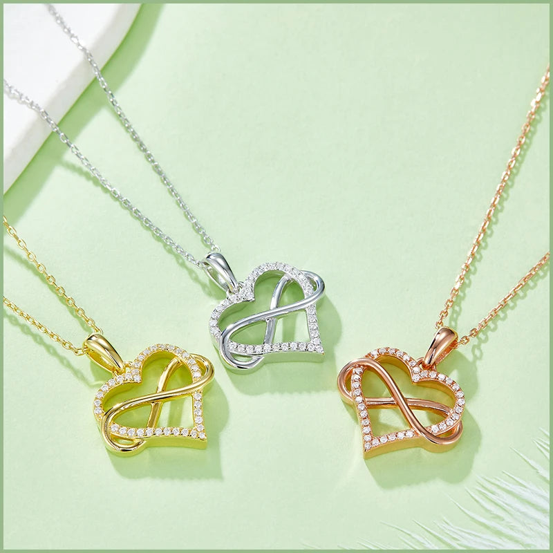 GEM'S BALLET 925 Sterling Silver Family Infinity Necklace