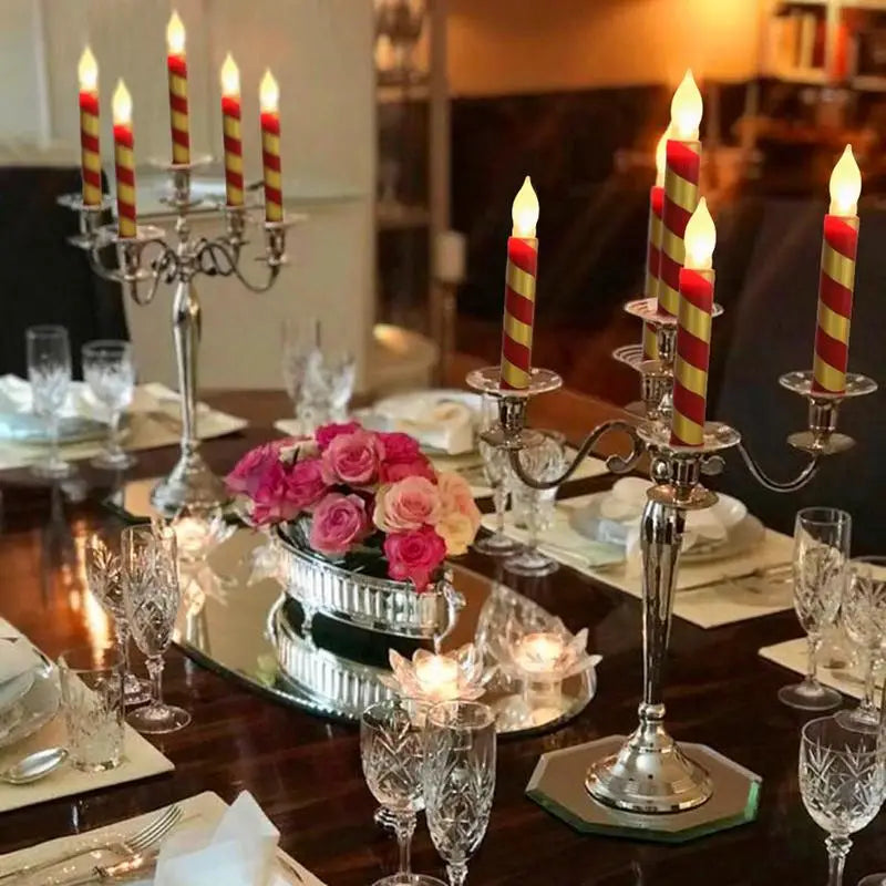 Led Halloween Flameless Candles Stripe Design 12 Pack