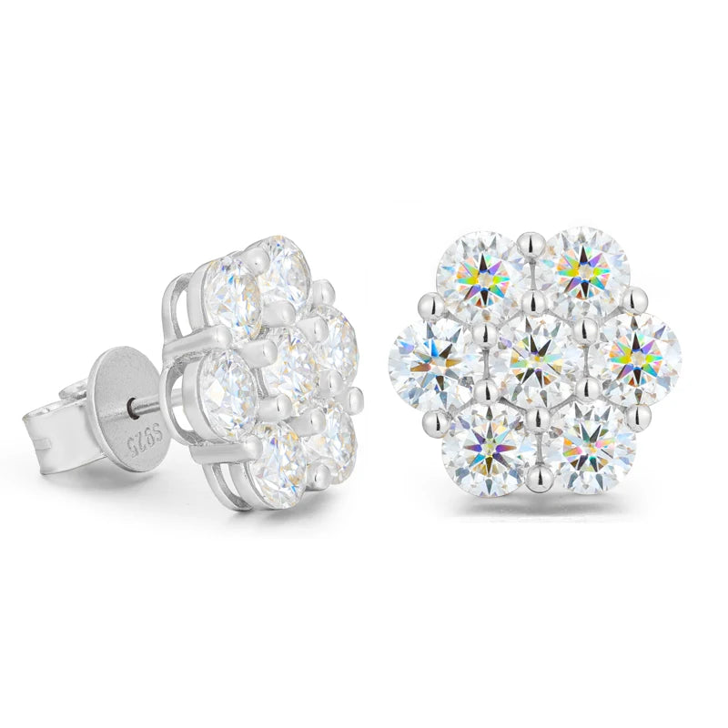 Full Iced Out Moissanite Earrings for Women Silver 925