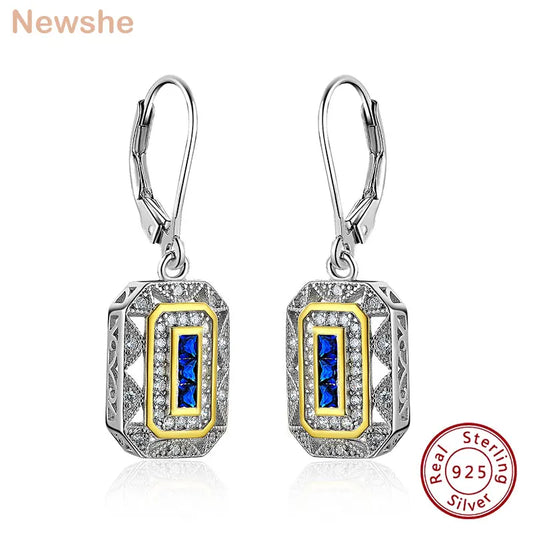 Solid 925 Sterling Silver K Gold Dangle Drop Earrings