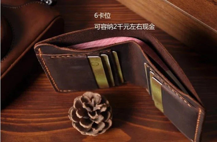 Vintage Crazy Horse Genuine Leather Wallet For Men