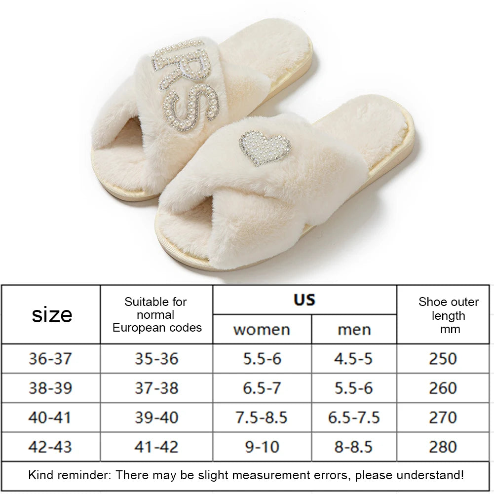 Plush Cross Band Slippers Warm Slippers