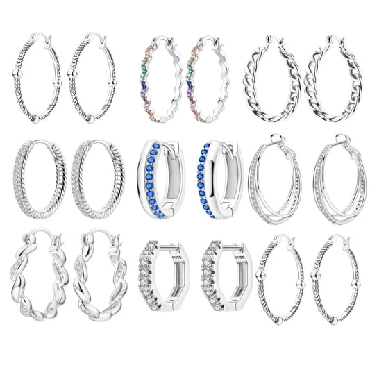 925 Sterling Silver Earring Round Shape Hoop Earrings