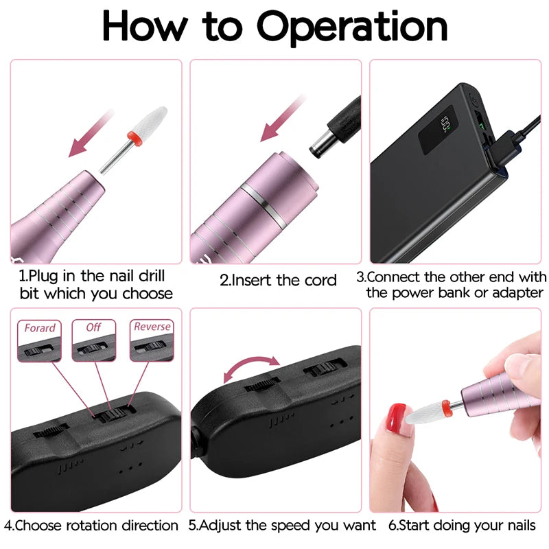 30000RPM USB Nail Drill Machine For Acrylic Nail Gel t